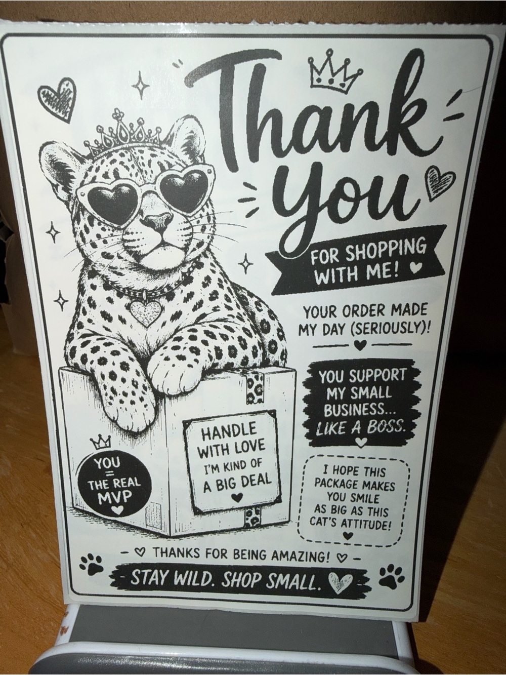 Sassy Leopard 50 count 4x6 thank you stickers